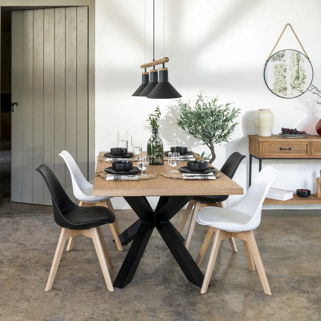 ATMOSPHERA Ensemble table à manger extensible "Olaf" + 4 chaises "Baya" New
