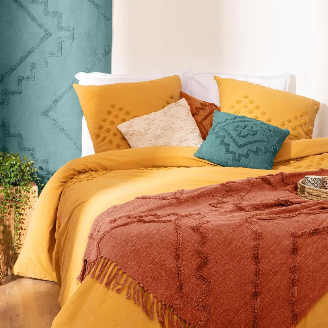 ATMOSPHERA Jeté de lit "Inca", coton tufté