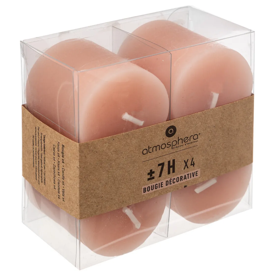ATMOSPHERA Lot de 4 bougies rustiques "Olia" New
