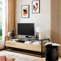 ATMOSPHERA Lot de 3 panneaux décoratifs tasseaux bois Colva
