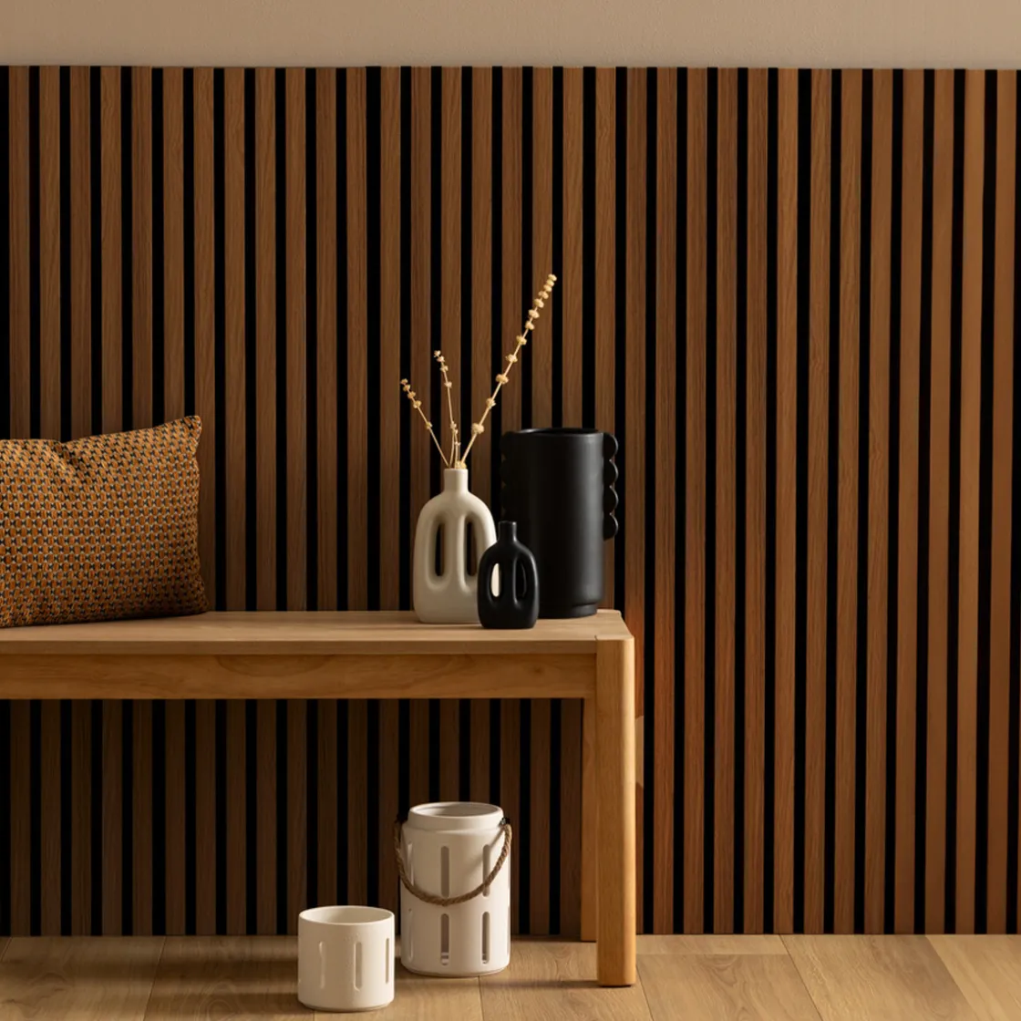 ATMOSPHERA Lot de 3 panneaux décoratifs tasseaux bois Colva Discount