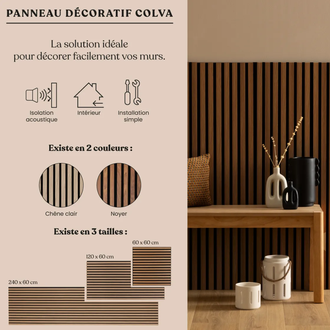 ATMOSPHERA Panneau décoratif tasseaux bois Colva