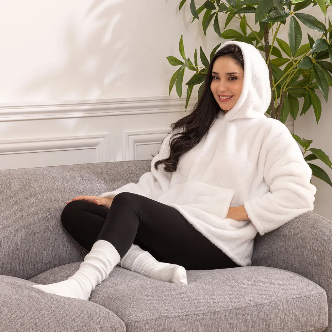 ATMOSPHERA Plaid à manches capuche flanelle "teddy" New