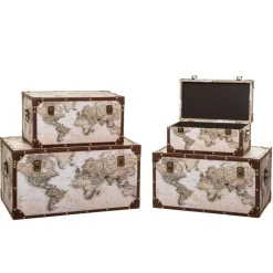 ATMOSPHERA Set de 4 malles "Map Monde" New