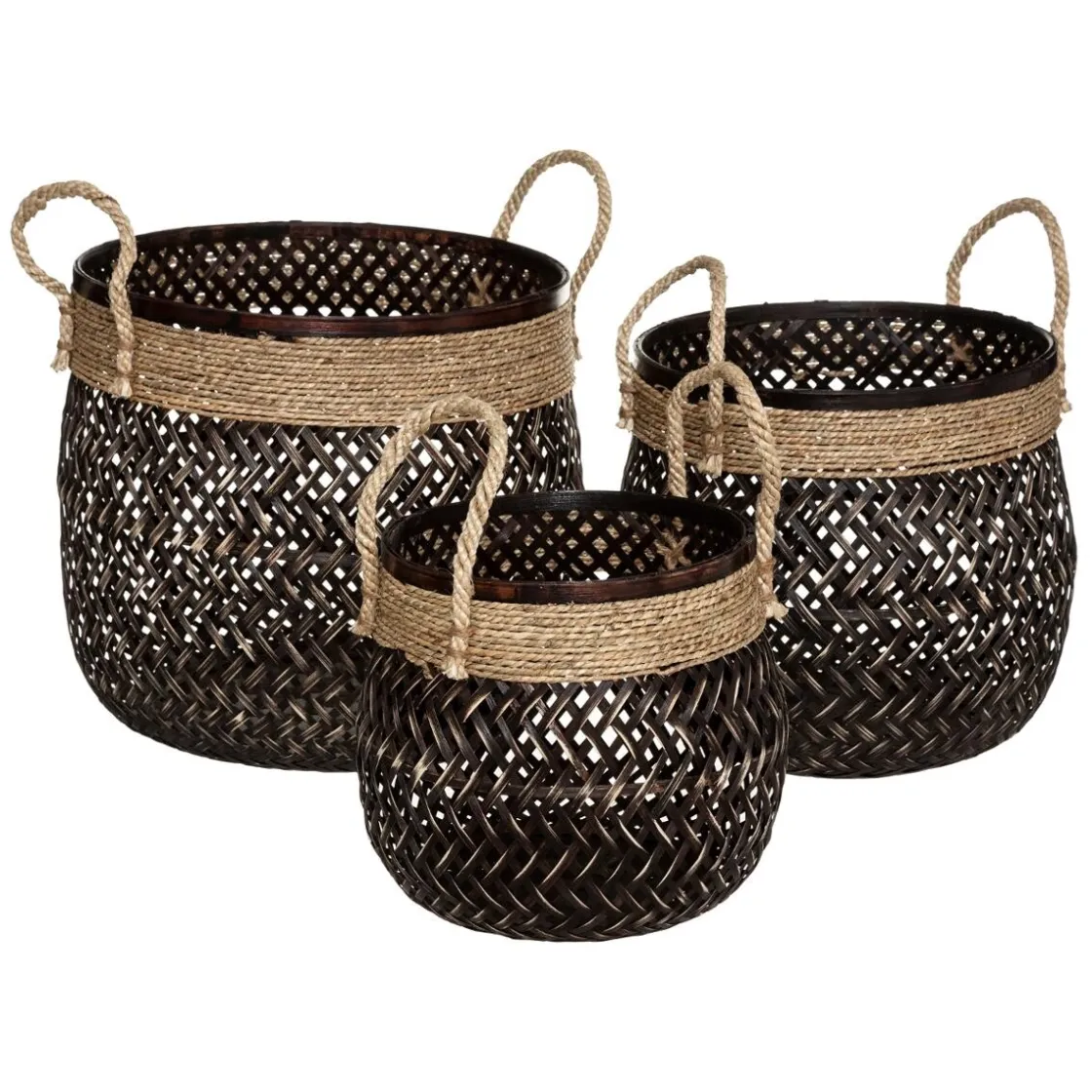 ATMOSPHERA Set de 3 paniers "Corde" Hot